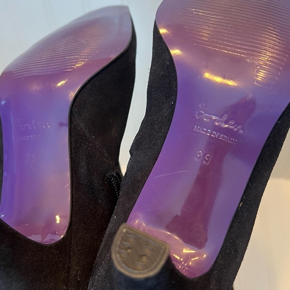 Boden Black Suede Knee High Boots Kitten Heel Pointed Toe Size 39 NEW - Picture 6 of 6